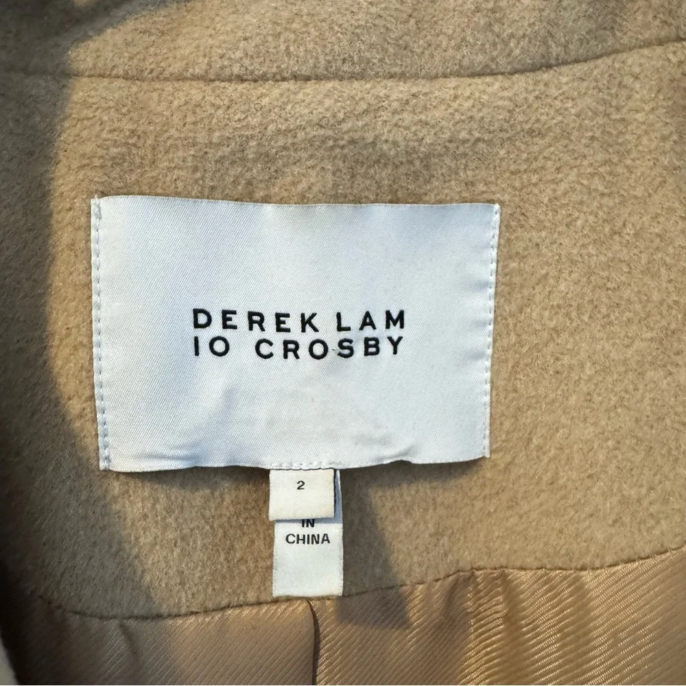 Derek Lam 10 Crosby Tan & Red Color-Blocked Wool-Blend Coat | Size 2 - Picture 3 of 8
